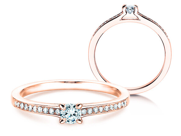 Engagement ring Modern Pavé in 18K rosé gold with diamonds 0.20ct G/SI