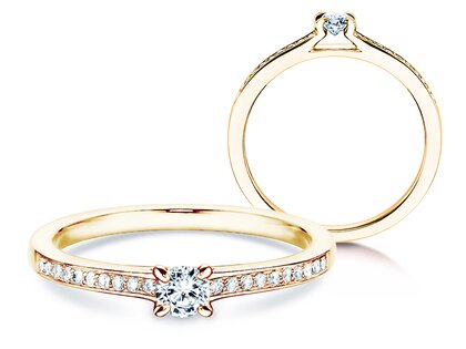 Engagement ring Modern Pavé in 18K yellow gold with diamonds 0.20ct G/SI