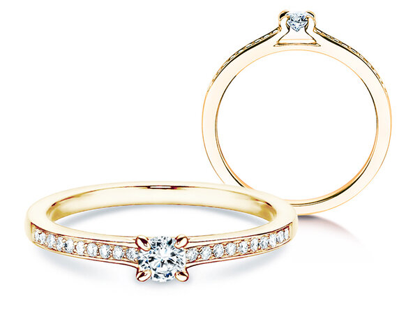 Engagement ring Modern Pavé in 18K yellow gold with diamonds 0.20ct G/SI