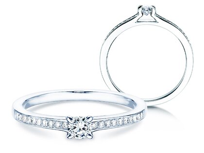 Engagement ring Modern Pavé in platinum 950/- with diamonds 0.25ct G/SI
