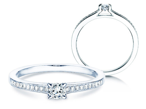 Engagement ring Modern Pavé in platinum 950/- with diamonds 0.25ct G/SI