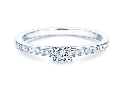 Engagement ring Modern Pavé in 14K white gold with diamonds 0.20ct G/SI