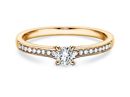 Engagement ring Modern Pavé in 14K yellow gold with diamonds 0.20ct