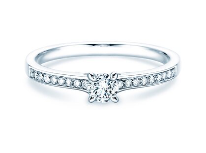 Engagement ring Modern Pavé in 18K white gold with diamonds 0.20ct