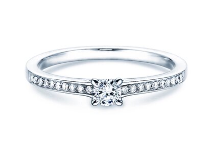 Engagement ring Modern Pavé in 18K white gold with diamonds 0.25ct G/SI