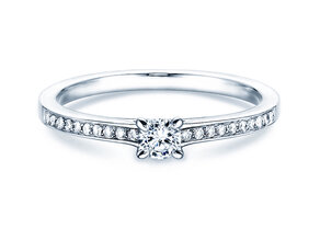 Engagement ring Modern Pavé in platinum 950/- with diamonds 0.25ct G/SI