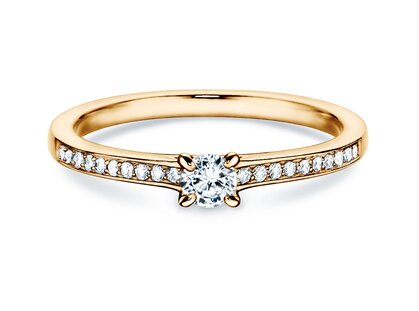 Engagement ring Modern Pavé in 14K yellow gold with diamonds 0.25ct