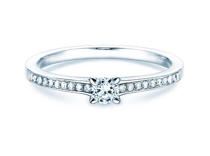 Engagement ring Modern Pavé in 18K white gold with diamonds 0.25ct