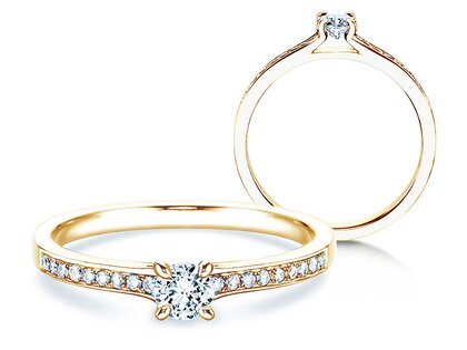 Engagement ring Modern Pavé in 14K yellow gold with diamonds 0.35ct G/SI