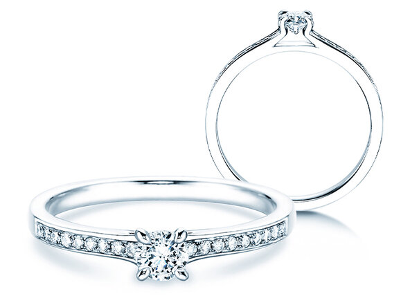 Engagement ring Modern Pavé in 18K white gold with diamonds 0.30ct G/SI