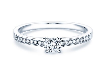 Engagement ring Modern Pavé in 18K white gold with diamonds 0.30ct G/SI
