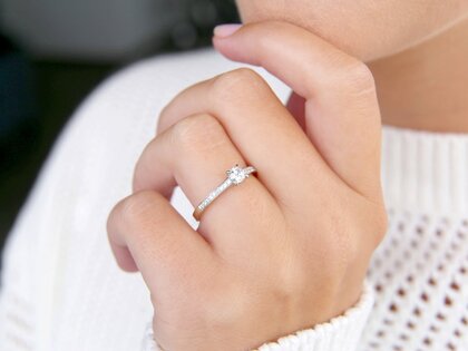 Engagement ring Modern Pavé in 14K white gold with diamonds 0.35ct G/SI