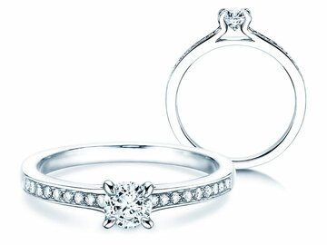 Engagement ring Modern Pavé in 14K white gold with diamonds 0.15ct G/SI