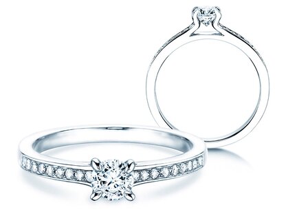 Engagement ring Modern Pavé in platinum 950/- with diamonds 0.49ct G/SI