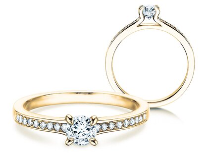 Engagement ring Modern Pavé in yellow gold