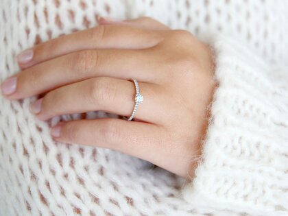 Engagement ring Pure Diamond in 18K white gold with diamonds 0.49ct G/SI