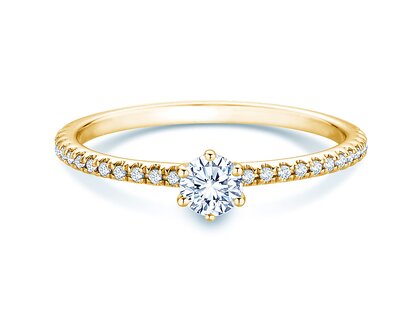 Engagement ring Royal Pavé in 18K yellow gold with natural diamonds 0.40ct G/SI