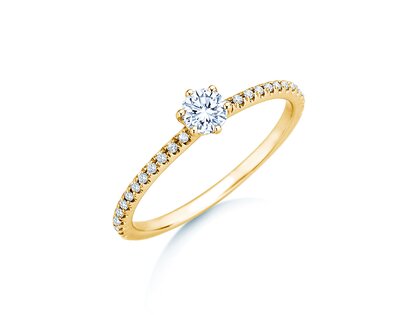 Engagement ring Royal Pavé in 18K yellow gold with natural diamonds 0.40ct G/SI