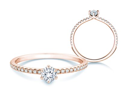 Engagement ring Royal Pavé in 18K rosé gold with natural diamonds 0.40ct G/SI