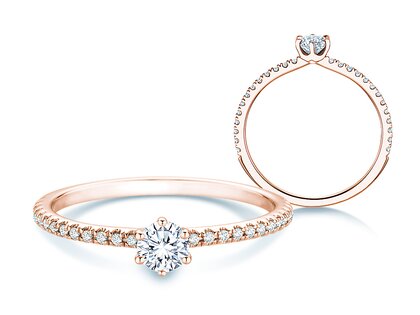Engagement ring Royal Pavé in 18K rosé gold with natural diamonds 0.40ct G/SI