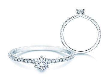 Engagement ring Royal Pavé in 9K white gold with natural diamonds 0.35ct G/SI