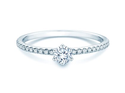 Engagement ring Royal Pavé in 9K white gold with natural diamonds 0.35ct G/SI