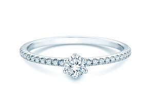 Engagement ring Royal Pavé in 9K white gold with natural diamonds 0.35ct G/SI
