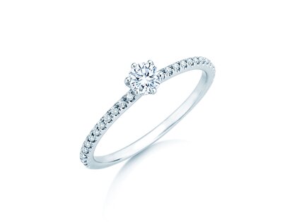 Engagement ring Royal Pavé in 9K white gold with natural diamonds 0.35ct G/SI