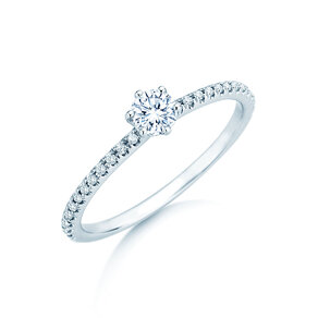 Engagement ring Royal Pavé in 9K white gold with natural diamonds 0.35ct G/SI