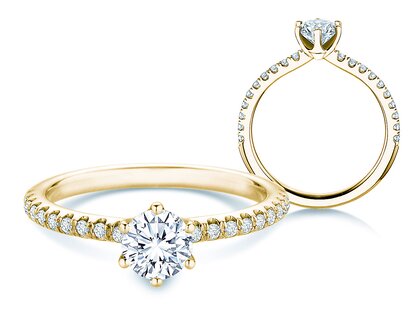 Engagement ring Royal Pavé in 9K yellow gold with natural diamonds 0.65ct G/SI