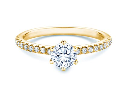 Engagement ring Royal Pavé in 9K yellow gold with natural diamonds 0.65ct G/SI
