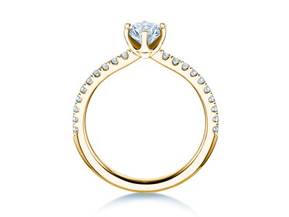 Engagement ring Royal Pavé in 9K yellow gold with natural diamonds 0.65ct G/SI