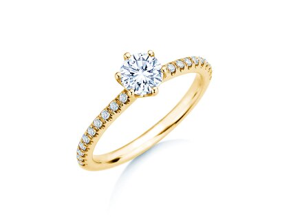 Engagement ring Royal Pavé in 9K yellow gold with natural diamonds 0.65ct G/SI
