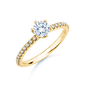 Engagement ring Royal Pavé in 9K yellow gold with natural diamonds 0.65ct G/SI