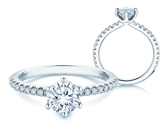 Engagement ring Royal Pavé in 9K white gold with natural diamonds 1.22ct G/SI