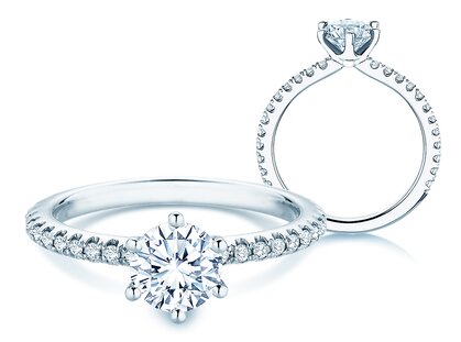 Engagement ring Royal Pavé in 9K white gold with natural diamonds 1.22ct G/SI