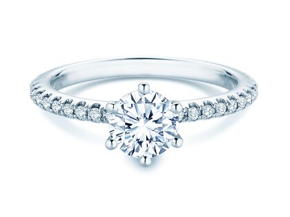 Engagement ring Royal Pavé in 9K white gold with natural diamonds 1.22ct G/SI