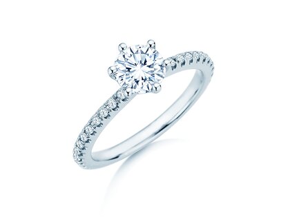 Engagement ring Royal Pavé in 9K white gold with natural diamonds 1.22ct G/SI