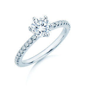 Engagement ring Royal Pavé in 9K white gold with natural diamonds 1.22ct G/SI