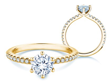 Engagement ring Royal Pavé in 9K yellow gold with natural diamonds 1.22ct G/SI