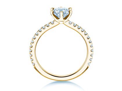 Engagement ring Royal Pavé in 9K yellow gold with natural diamonds 1.22ct G/SI