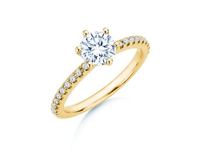 Engagement ring Royal Pavé in 9K yellow gold with natural diamonds 1.22ct G/SI