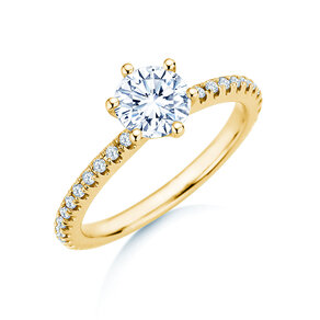 Engagement ring Royal Pavé in 9K yellow gold with natural diamonds 1.22ct G/SI