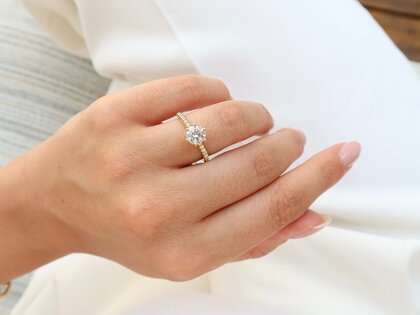 Engagement ring Royal Pavé in 18K rosé gold with natural diamonds 0.40ct G/SI
