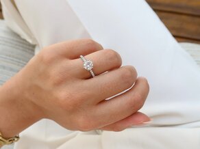 Engagement ring Royal Pavé in 9K white gold with natural diamonds 1.22ct G/SI
