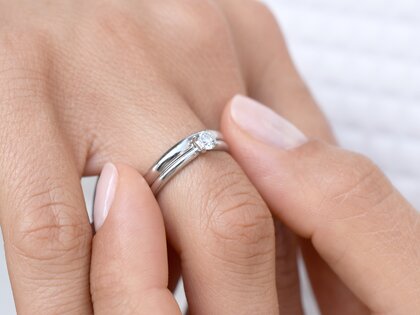 Engagement ring Classic 4 in 14K white gold with diamond 0.40ct H/SI
