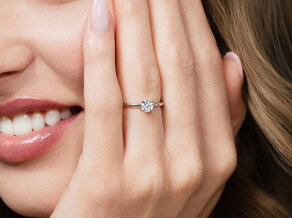 Engagement ring Classic 4 in 14K white gold with diamond 0.50ct H/SI