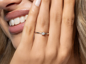 Engagement ring Classic 4 in silver 925/- with diamond 0.15ct H/SI