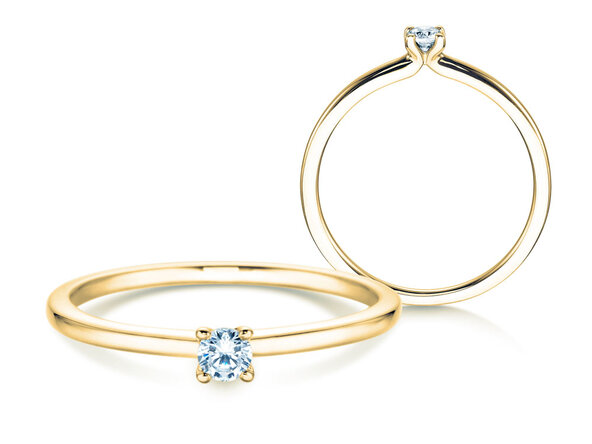 Engagement ring Classic 4 in 14K yellow gold with diamond 0.10ct H/SI