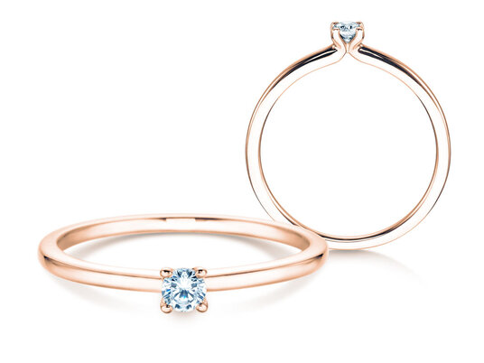 Engagement ring Classic 4 in 18K rosé gold with diamond 0.10ct H/SI